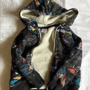 Hanna Andersson Fleece-Lined Black Hoodie with Space Theme